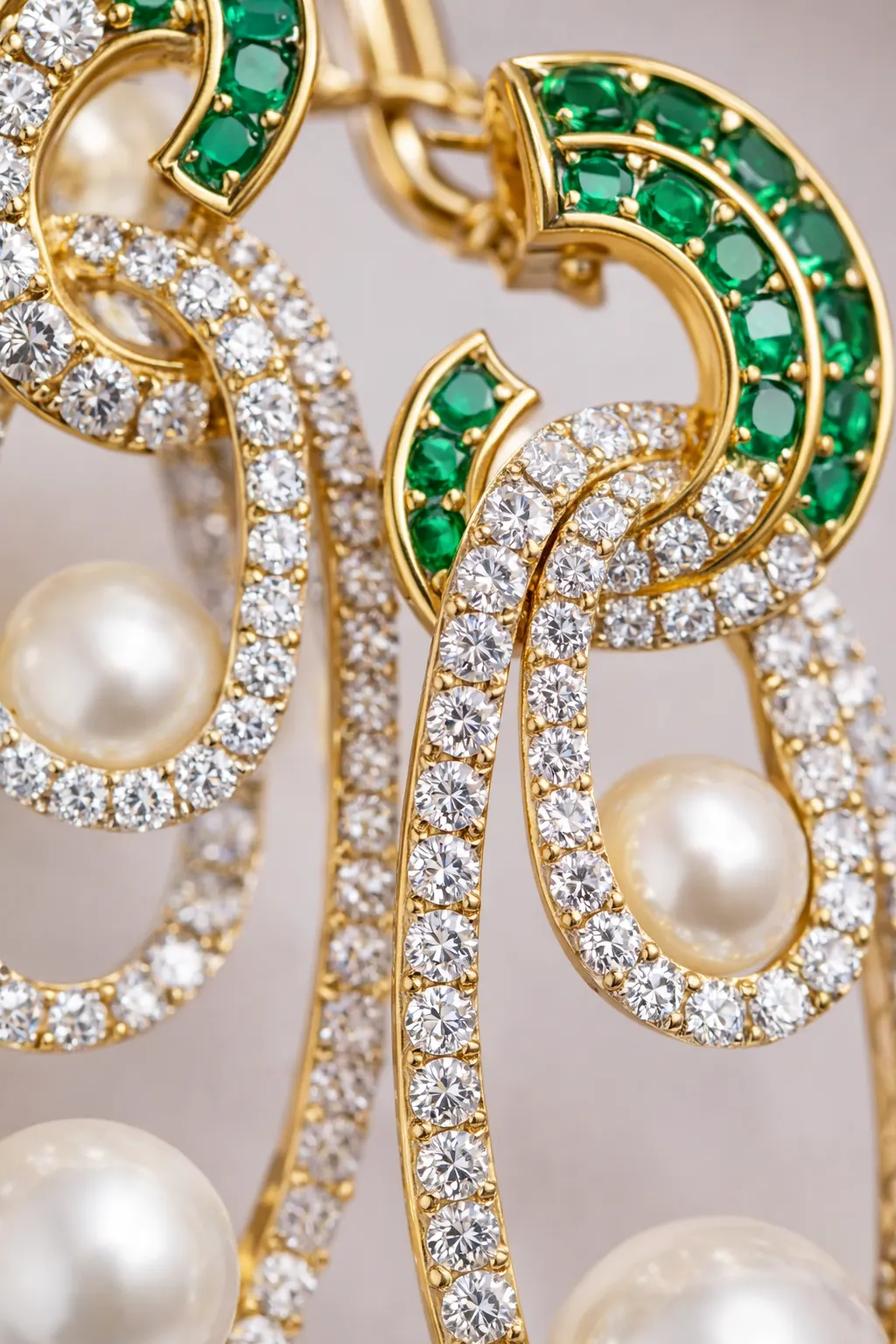 Emerald Pearl American Diamond Earrings Green Stone Drop - product image 4