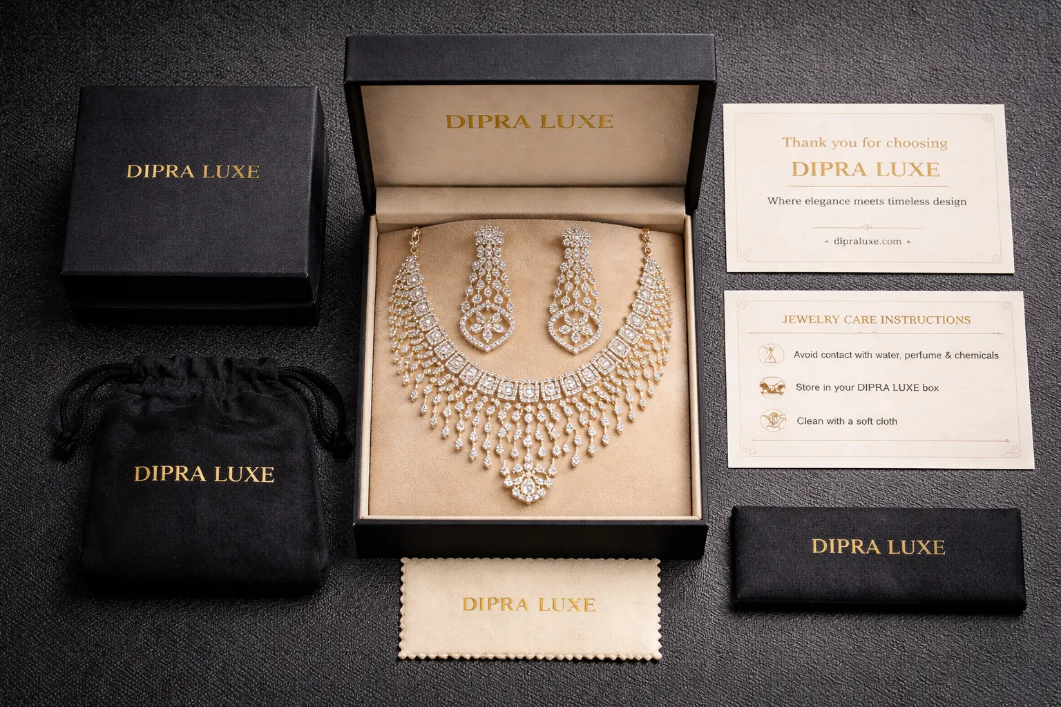 Crystal Bloom American Diamond Necklace Set with Earrings - product image 6