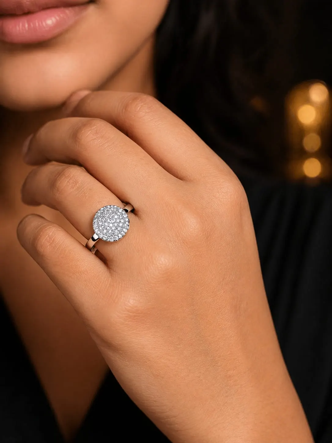 Luna Sparkle American Diamond Ring (Silver Finish, Size 12) - product image 1