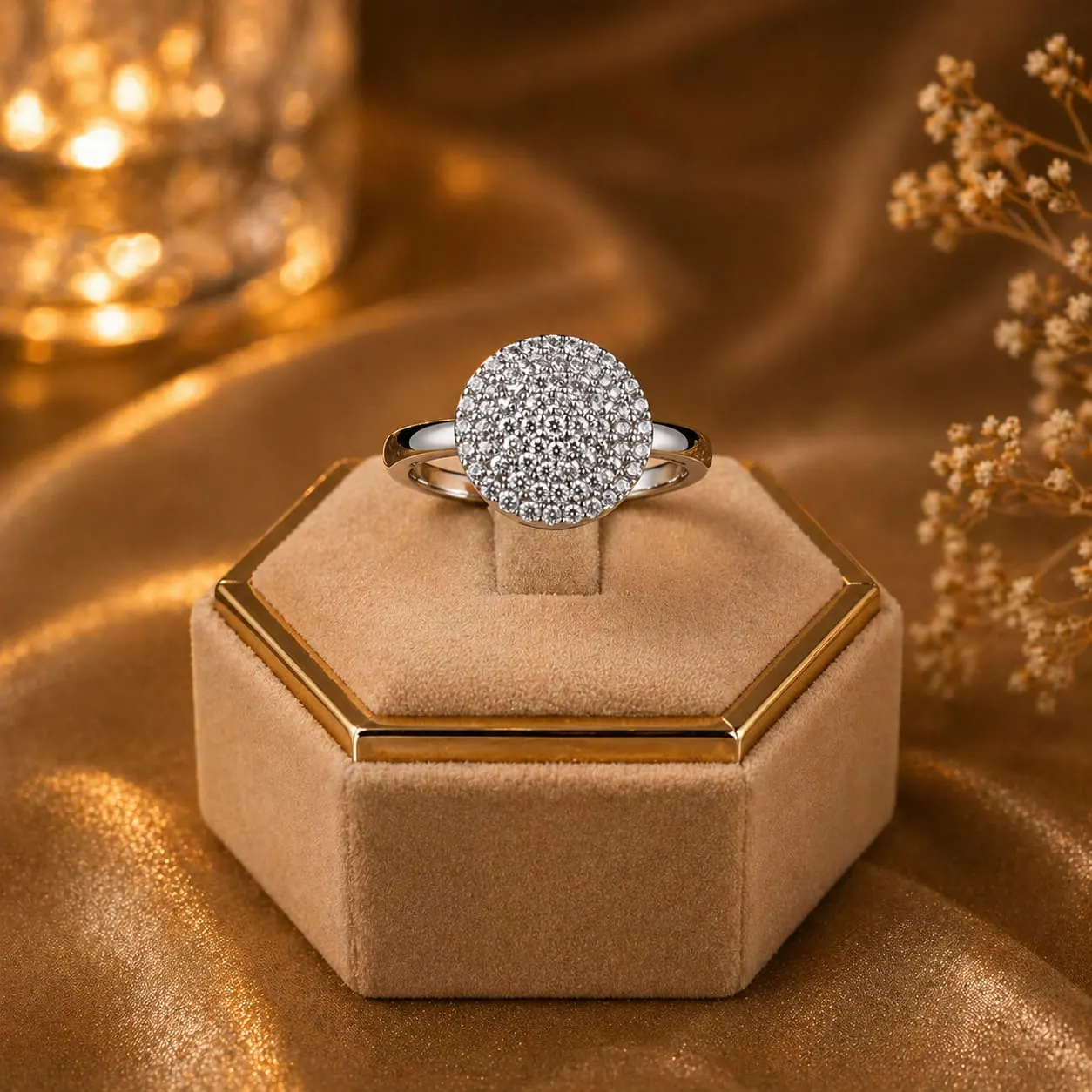 Luna Sparkle American Diamond Ring (Silver Finish, Size 12) - product image 3