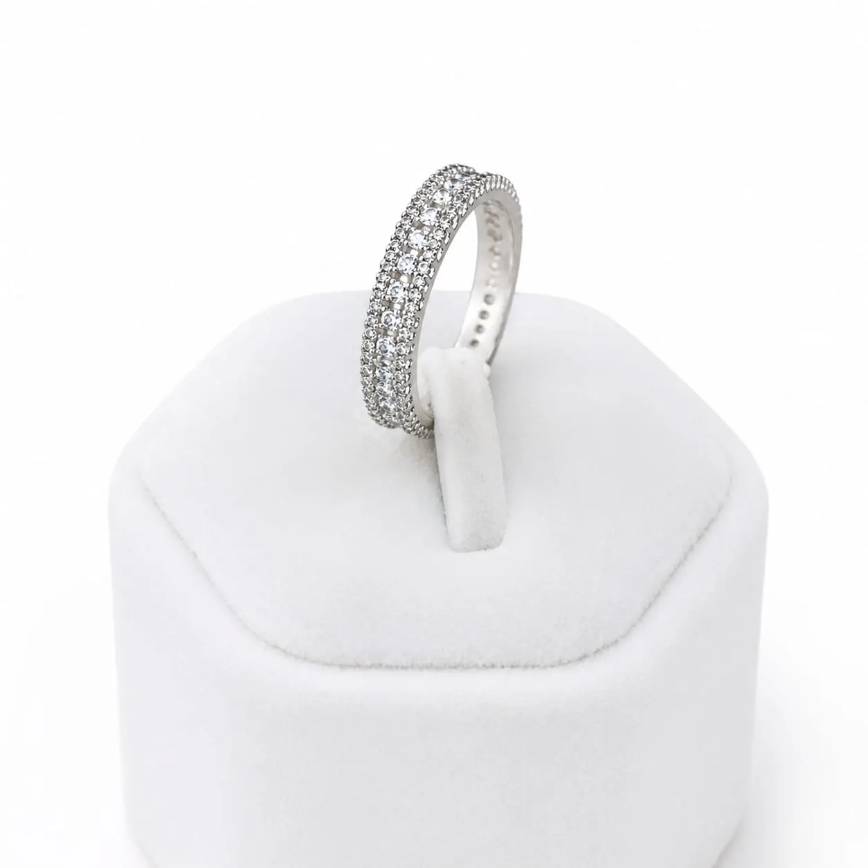 Eterna Shine American Diamond Eternity Ring (Silver Finish, Size 15) - product image 2