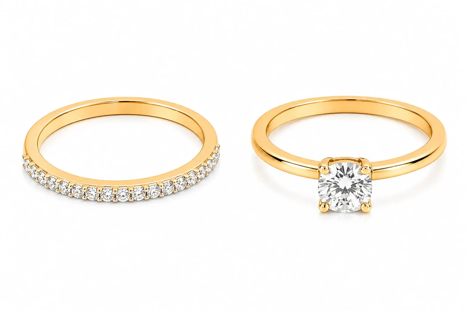 Dipra Luxe AD Couple Ring Set for Men & Women (Gold Plated, Solitaire & Studded Design) - product image 2